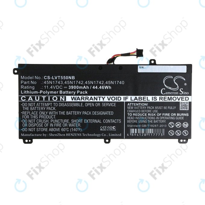 Baterie pro Lenovo ThinkPad T550, T560, W550, 3900mAh, Li-Pol, 11.4V, 45N1743, HQ