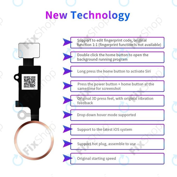 Apple iPhone 7, 7 Plus, 8, 8 Plus, SE (2020), SE (2022) - Tlačítko Domů JCID 7 Gen (Gold)