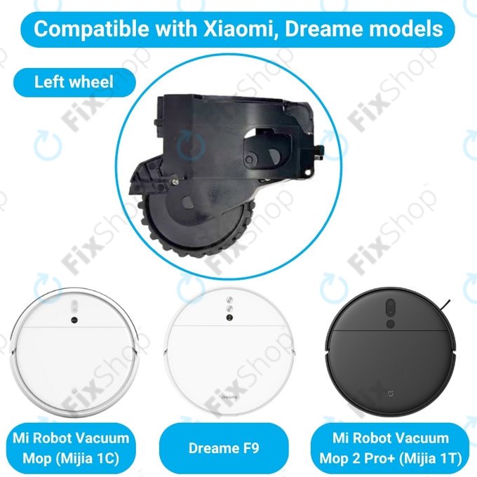 Xiaomi Dreame F9, Mi Robot Vacuum Mop (Mijia 1C), 2 Pro+ (Mijia 1T) - Kolo s Motorem (Levé) (Černé)