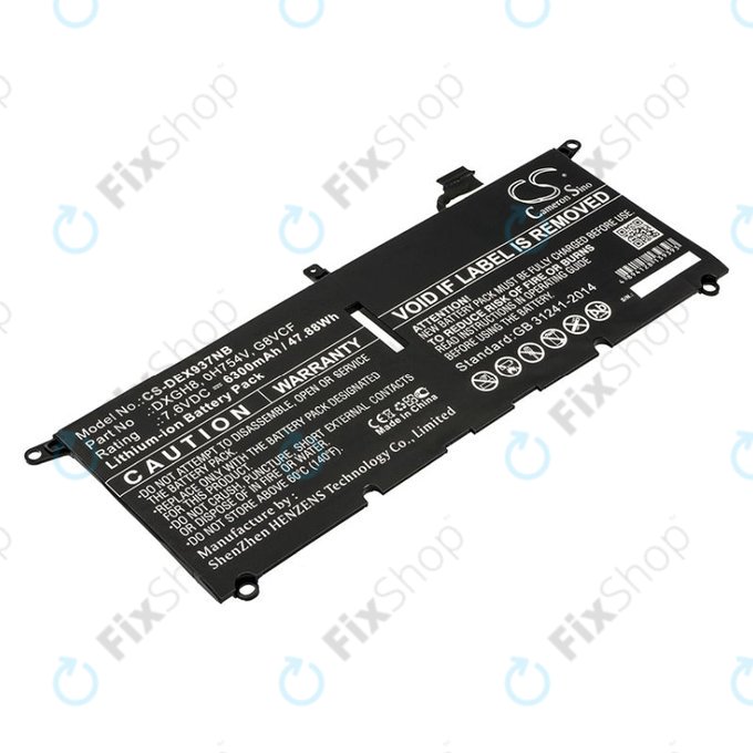 Baterie pro Dell XPS 13 9370, 6300mAh, Li-Ion, 7.6V, DXGH8, HQ