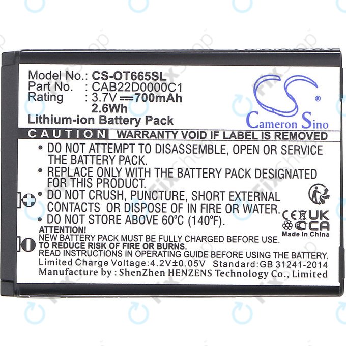 Baterie pro Alcatel One Touch 2010D, 700mAh, Li-ion, 3.7V, CAB22D0000C1, HQ