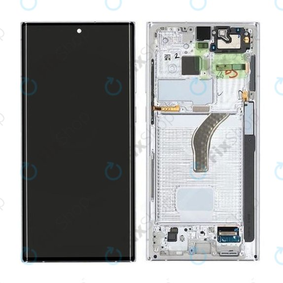 Samsung Galaxy S22 Ultra S908B - LCD Displej + Dotykové Sklo + Rám (Phantom White) - GH82-27488C, GH82-27489C Genuine Service Pack