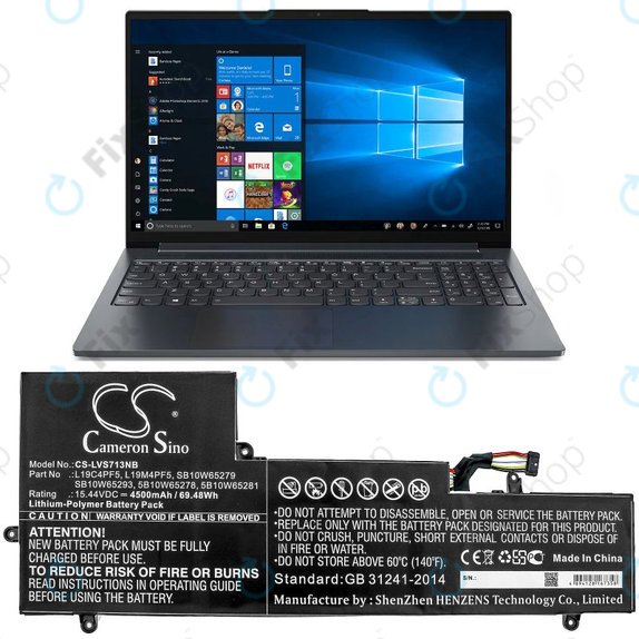Baterie pro Lenovo Yoga Slim 7-15IIL, 4500mAh, Li-Pol, 15.44V, L19C4PF5, HQ