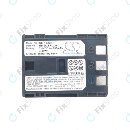 Baterie pro Canon EOS 350D, 400D, PowerShot S30, S60, S80, 600mAh, Li-Ion, 7.4V, NB-2LH, HQ