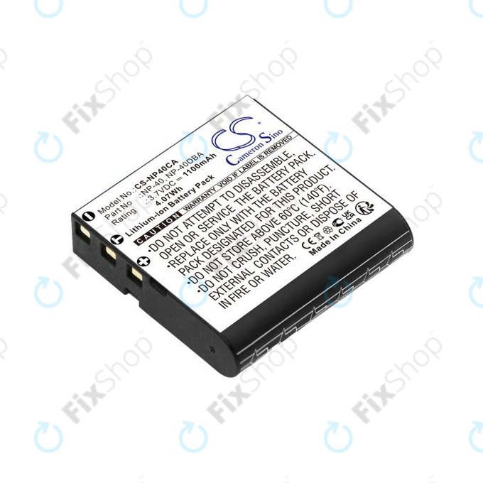 Baterie pro Casio Exilim Ex-FC100, 1100mAh, Li-Ion, 3.7V, NP-40, HQ