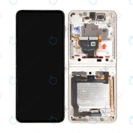 Samsung Galaxy Z Flip 3 F711B - LCD Displej + Dotykové Sklo + Rám (Cream) - GH82-27243B, GH82-27244B Genuine Service Pack