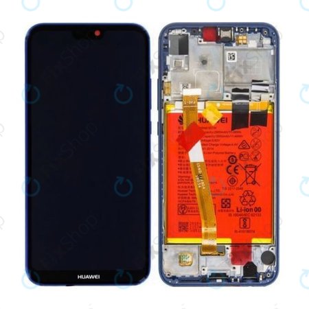 Huawei P20 Lite - LCD Displej + Dotykové Sklo + Rám + Baterie (Klein Blue) - 02351XUA, 02351VUV Genuine Service Pack