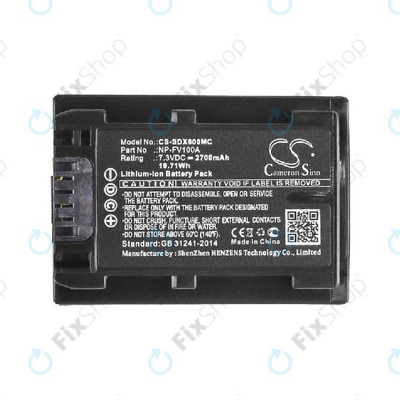 Baterie pro Sony FDR-AX, HDR-CX, HDR-CX HDR-PJ, NEX-VG30, 2700mAh, Li-Ion, 7.3V, NP-FV100A, HQ