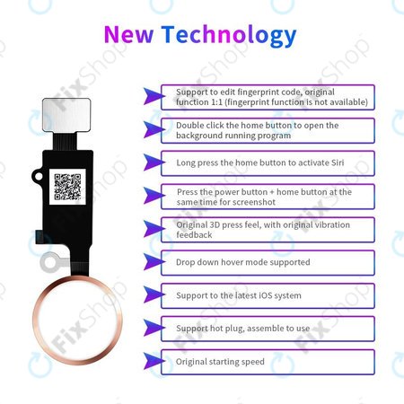 Apple iPhone 7, 7 Plus, 8, 8 Plus, SE (2020), SE (2022) - Tlačítko Domů JCID 7 Gen (Silver, White)