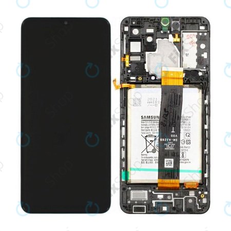 Samsung Galaxy A32 5G A326B - LCD Displej + Dotykové Sklo + Rám + Baterie (Awesome Black) - GH82-25453A, GH82-25454A Genuine Service Pack