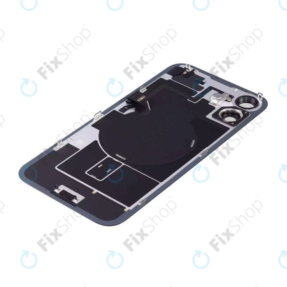 Apple iPhone 16 - Sklo Zadního Housingu + Sklíčko Kamery + Kovová Destička + Magsafe Magnet + Flex Kabel (Black)