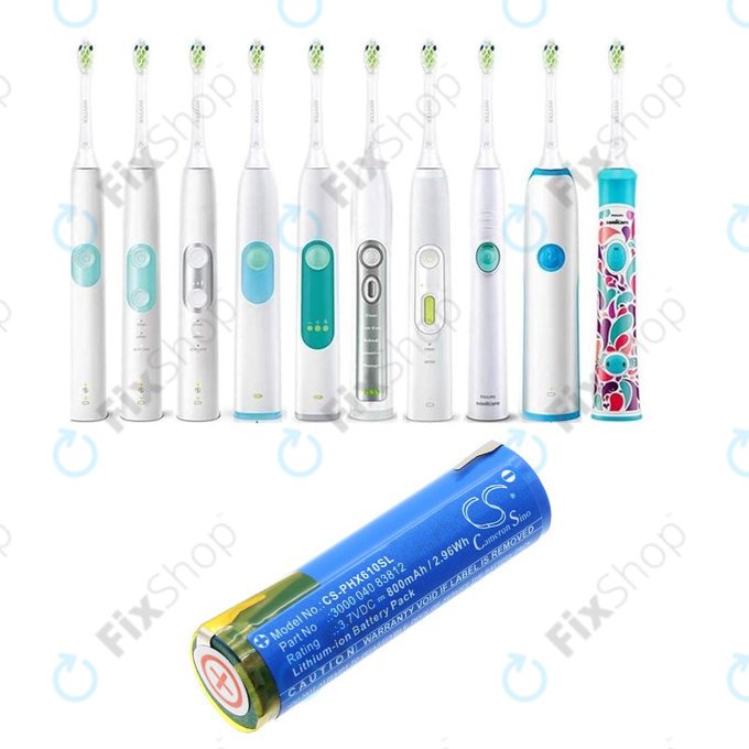 Baterie pro Oral-B Genius X, Philips HX6100 Series, 800mAh, Li-Ion, 3.7V, 3000 040 83812, HQ