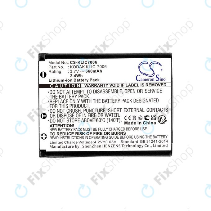 Baterie pro Kodak EasyShare, 660mAh, Li-Ion, 3.7V, LB-012, KLIC-7006, HQ