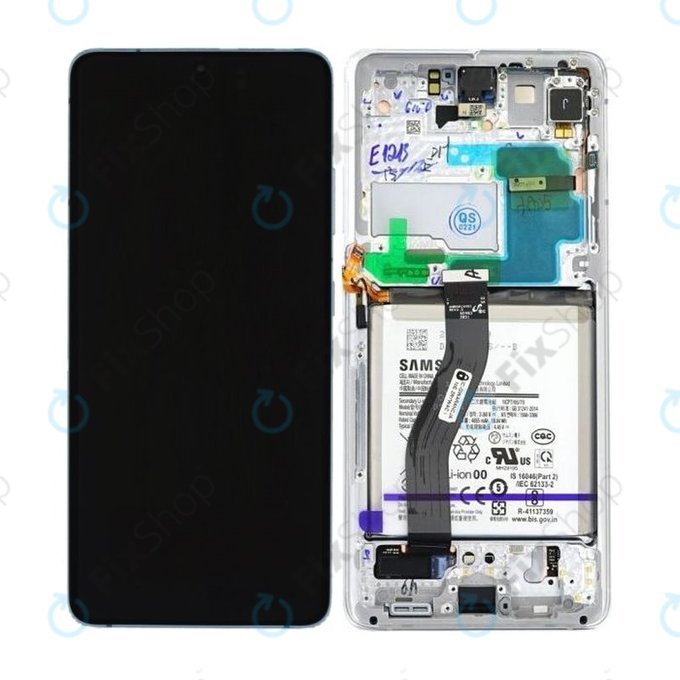 Samsung Galaxy S21 Ultra G998B - LCD Displej + Dotykové Sklo + Rám + Baterie (Phantom Silver) - GH82-24591B, GH82-24925B Genuine Service Pack
