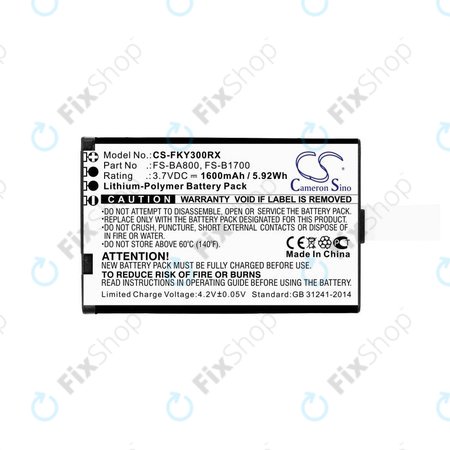 Baterie pro Flysky FA605, FS-GT2B, FS-I10, 1600mAh, Li-Pol, 3.7V, FS-BA800, HQ