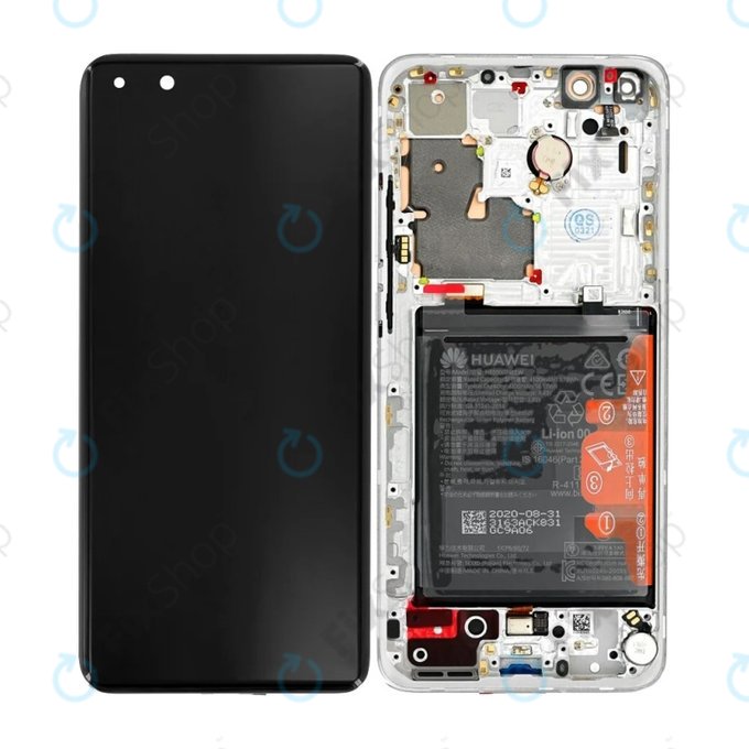 Huawei P40 Pro Plus - LCD Displej + Dotykové Sklo + Rám + Baterie (White Ceramic) - 02353RBJ Genuine Service Pack