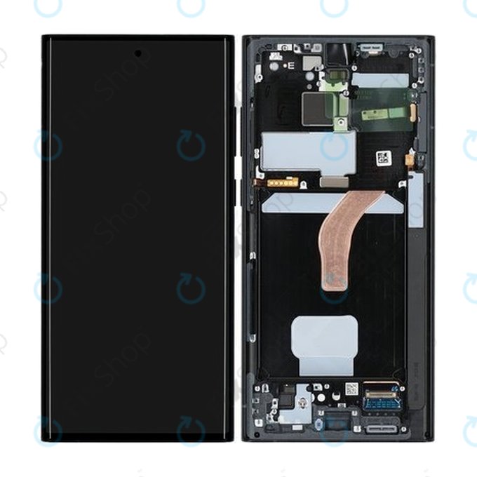 Samsung Galaxy S22 Ultra S908B - LCD Displej + Dotykové Sklo + Rám (Graphite) - GH82-27488E, GH82-27489E Genuine Service Pack