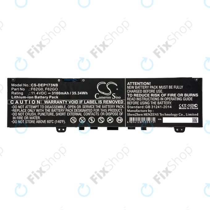 Baterie pro Dell Inspiron 13, 7373, Vostro 13, 3100mAh, Li-Ion, 11.4V, F62G0, HQ