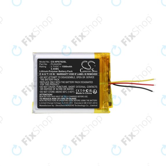 Baterie pro HyperX Cloud Flight, Cloud Alpha, 1500mAh, Li-Pol, 3.7V, PL644050, HQ