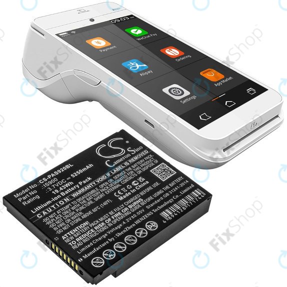 Baterie pro Pax A920, A920c, 5250mAh, Li-Ion, 3.7V, IS900, HQ