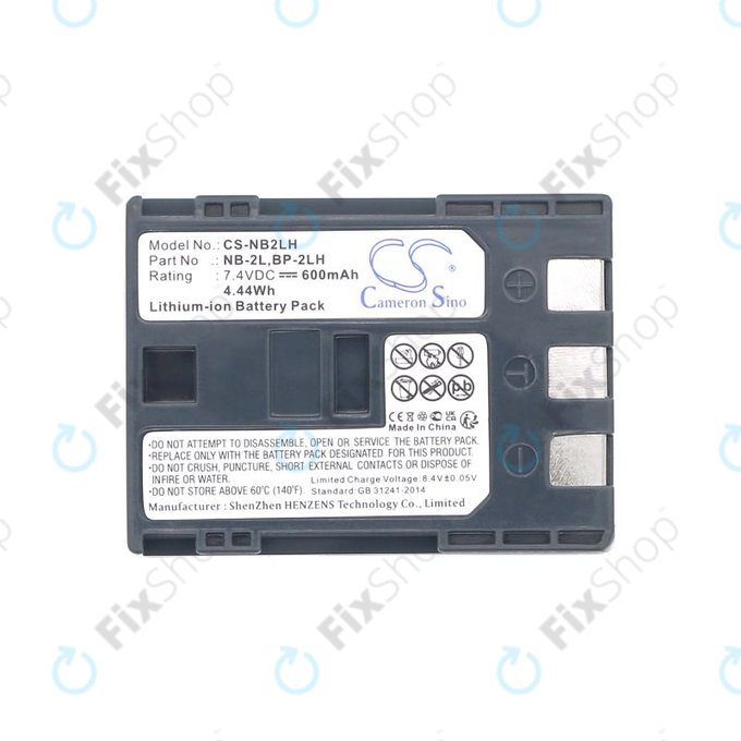Baterie pro Canon EOS 350D, 400D, PowerShot S30, S60, S80, 600mAh, Li-Ion, 7.4V, NB-2LH, HQ