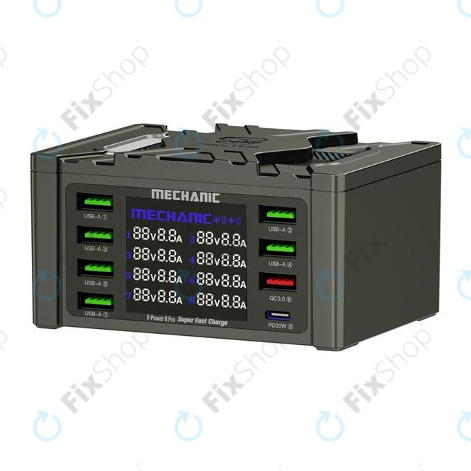 Mechanic V-Power 8 Pro - USB Servisní Nabíjecí Stanice s USB-C, USB 3.0