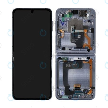 Samsung Galaxy Z Flip 4 F721B - LCD Displej + Dotykové Sklo + Rám (Blue) - GH82-29440D, GH82-30238D, GH82-30239D, GH82-29441D Genuine Service Pack