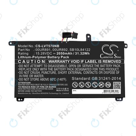 Baterie pro Lenovo ThinkPad P51s, P52s, T570, T580, 2050mAh, Li-Pol, 15.28V, 00UR891, HQ