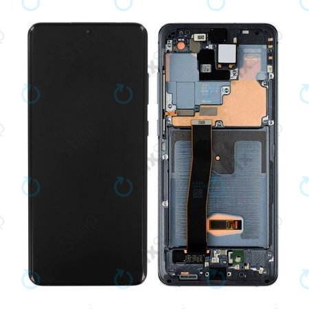 Samsung Galaxy S20 Ultra G988F - LCD Displej + Dotykové Sklo + Rám + Předné Kamera (Cosmic Black) - GH82-22271A, GH82-22327A Genuine Service Pack