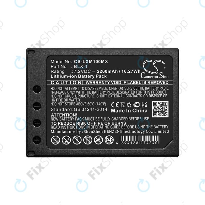 Baterie pro Olympus OM SYSTEM OM-1, OM-1 Mirrorless, 2260mAh, Li-Ion, 7.2V, BLX-1, HQ