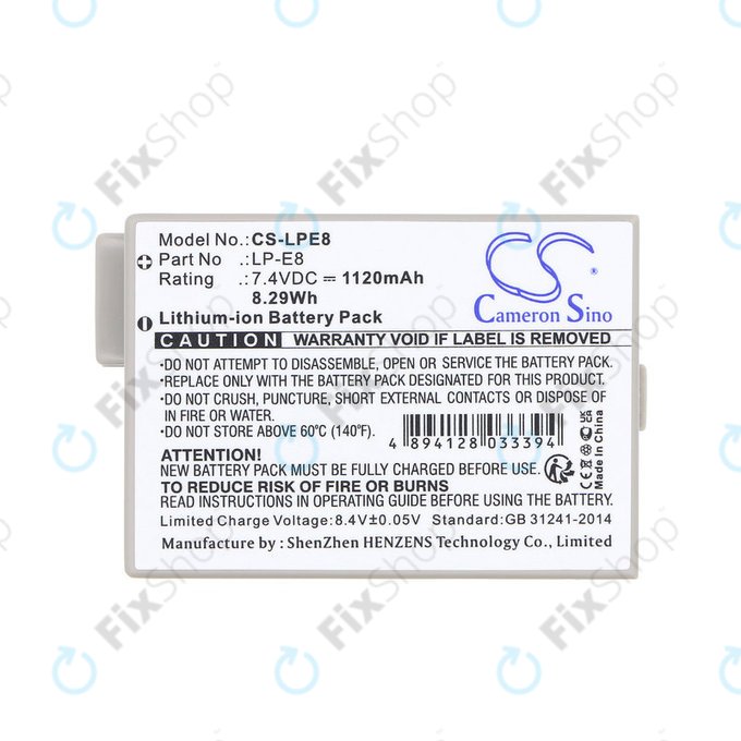 Baterie pro Canon EOS 550D, 600D, LP-E8, Li-ion, 7.4V, 1120mAh, HQ