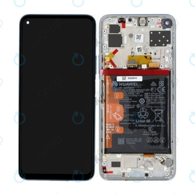 Huawei P40 Lite 5G - LCD Displej + Dotykové Sklo + Rám + Baterie (Space Silver) - 02353SUQ Genuine Service Pack