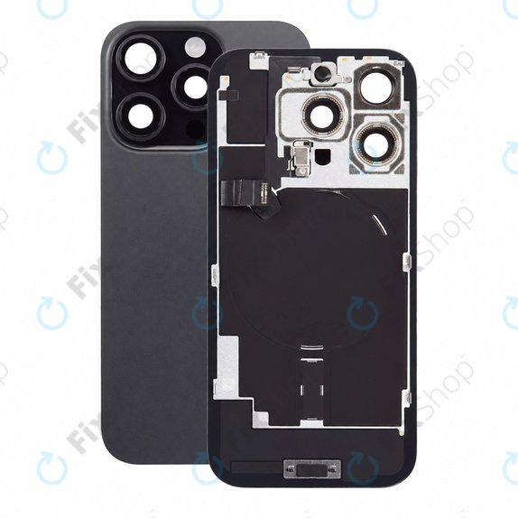 Sklo zadního housingu pro iPhone 16 Pro, Black Titanium, Pulled A