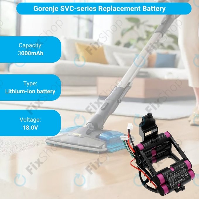 Gorenje SVC-series - Baterie 861789 Li-Ion 18.0V 3000mAh HQ