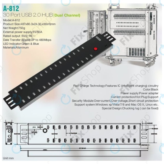 Sipolar A-812 - USB 2.0 HUB s 30 porty