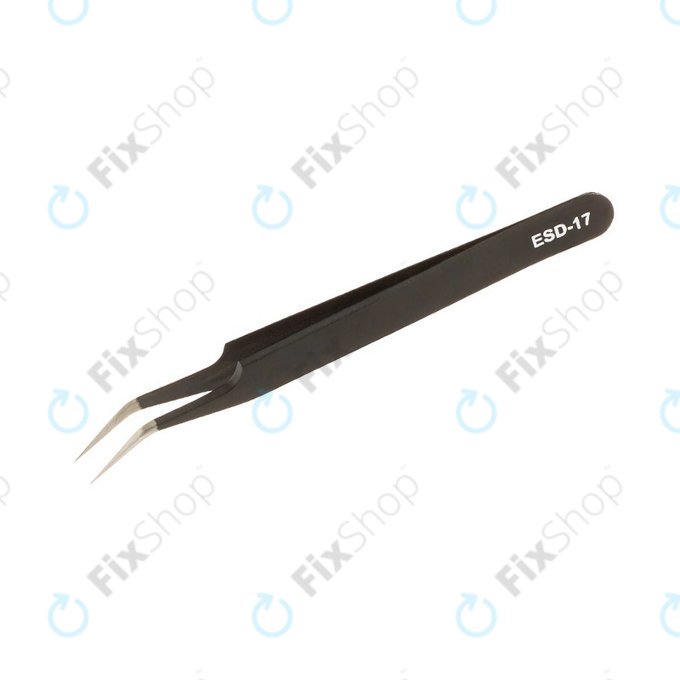 Vetus ESD-17 - Antistatická Kovová Pinzeta s Přehnutou Špičkou (115mm)