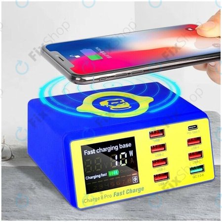 Mechanic iCharge 8 Pro - USB Servisní Nabíjecí Stanice s USB-C, USB 3.0 a Bezdrátovým Nabíjením