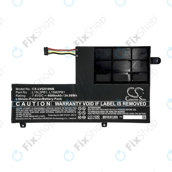 Baterie pro Lenovo Yoga 510 14, Yoga 510 15, 4600mAh, Li-Pol, 7.6V, L15L2PB1, HQ