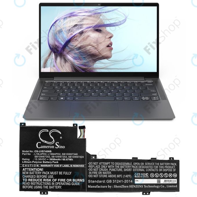 Baterie pro Lenovo Yoga S740 14, IdeaPad S740-14IIL, 3950mAh, Li-Pol, 15.36V, L19L4PD2, HQ