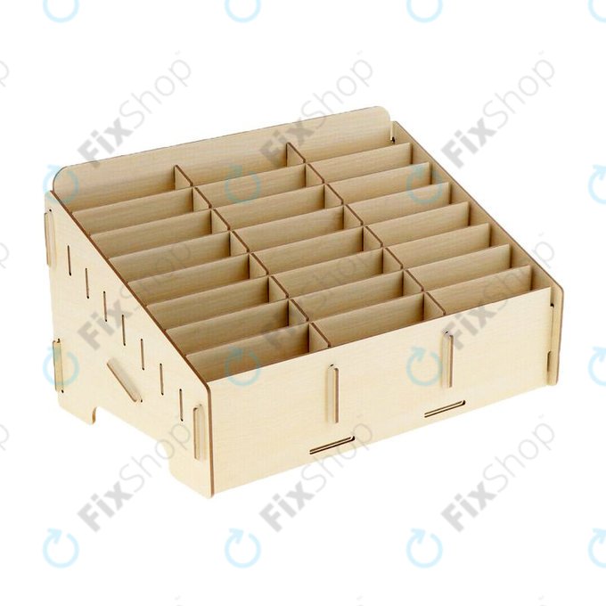 Univerzální dřevěný stojan / organizér na telefony s 24 přihrádkami