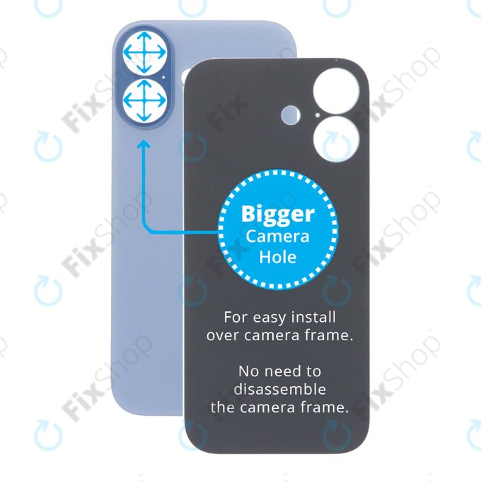 Apple iPhone 17 - Sklo Zadního Housingu se Zvětšeným Otvorem na Kameru (Mist Blue)