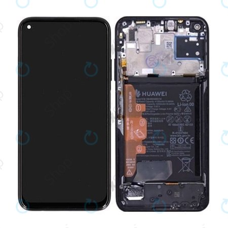 Huawei P40 lite - LCD Displej + Dotykové Sklo + Rám + Baterie (Midnight Black) - 02353KFU Genuine Service Pack