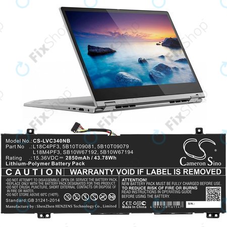 Baterie pro Lenovo Ideapad C340, Ideapad Flex, 2850mAh, Li-Pol, 15.36V, L18C4PF3, HQ