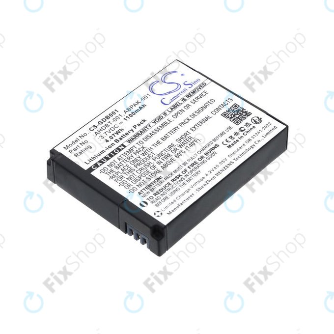 Baterie pro GoPro HD Hero, Hero2, 1100mAh, Li-Ion, 3.7V, AHDBT-001, HQ