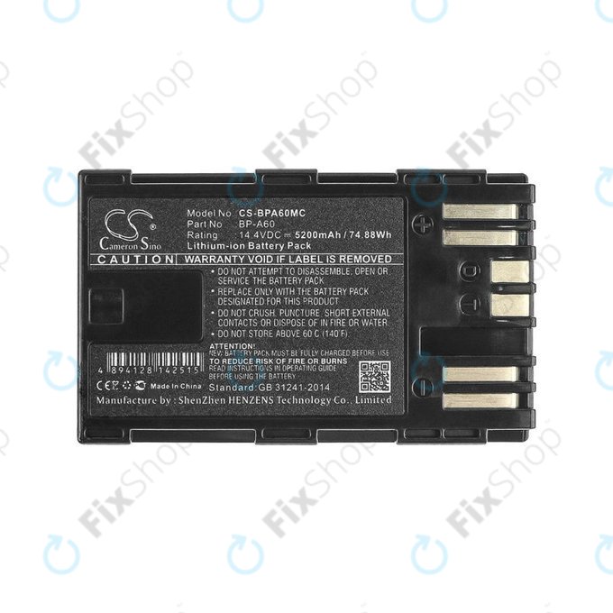 Baterie pro Canon EOS S200, C300, 5200mAh, Li-Ion, 14.4V, BP-A60, HQ