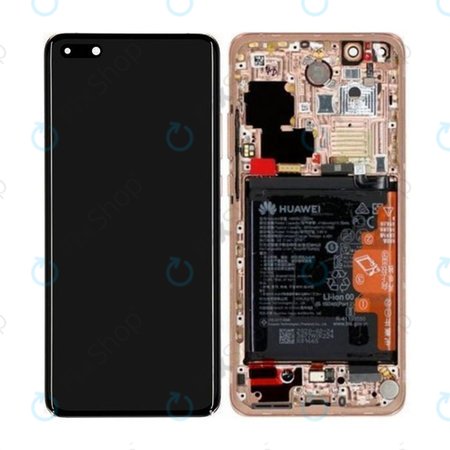Huawei P40 Pro - LCD Displej + Dotykové Sklo + Rám + Baterie + Senzor Otisku Prstu (Blush Gold) - 02353PJL Genuine Service Pack