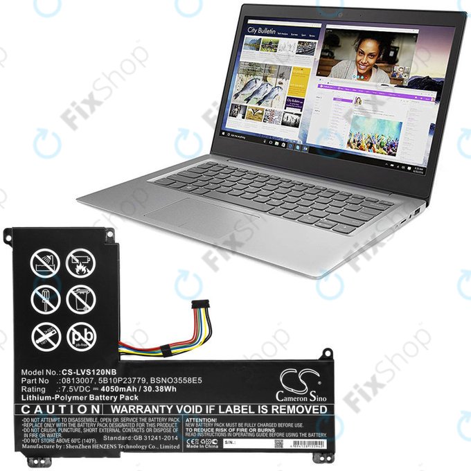 Baterie pro Lenovo IdeaPad 120S, 4050mAh, Li-Pol, 7.5V, 0813007, HQ