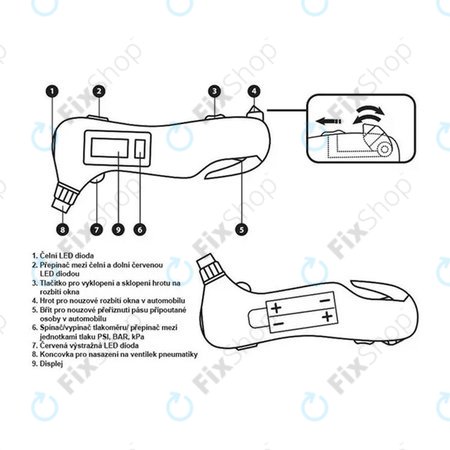 Extol Premium 8863050 Emergency - Měřič Tlaku v Pneumatikách 5v1