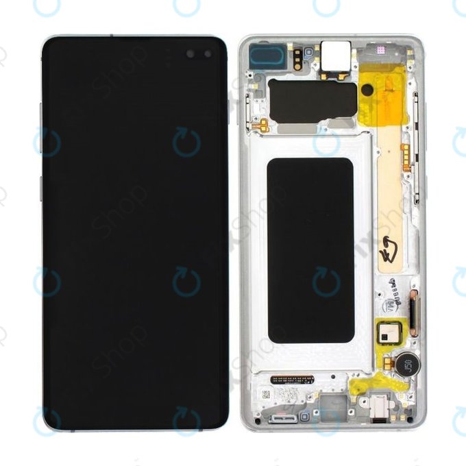 Samsung Galaxy S10 Plus G975F - LCD Displej + Dotykové Sklo + Rám (Prism White) - GH82-18849B, GH82-18834G, GH82-18849G, GH82-18834B Genuine Service Pack