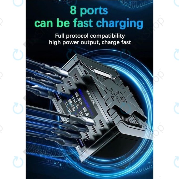 Mechanic V-Power 8 Pro - USB Servisní Nabíjecí Stanice s USB-C, USB 3.0